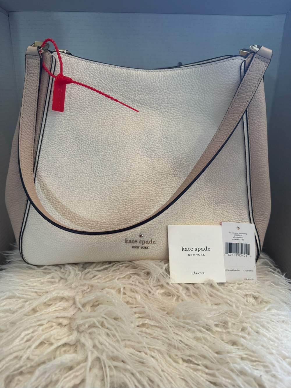 Kate Spade White/ Tan Pebbled Leather Bag